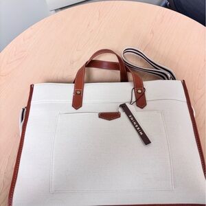 Cream and Brown Tote and laptop bag
